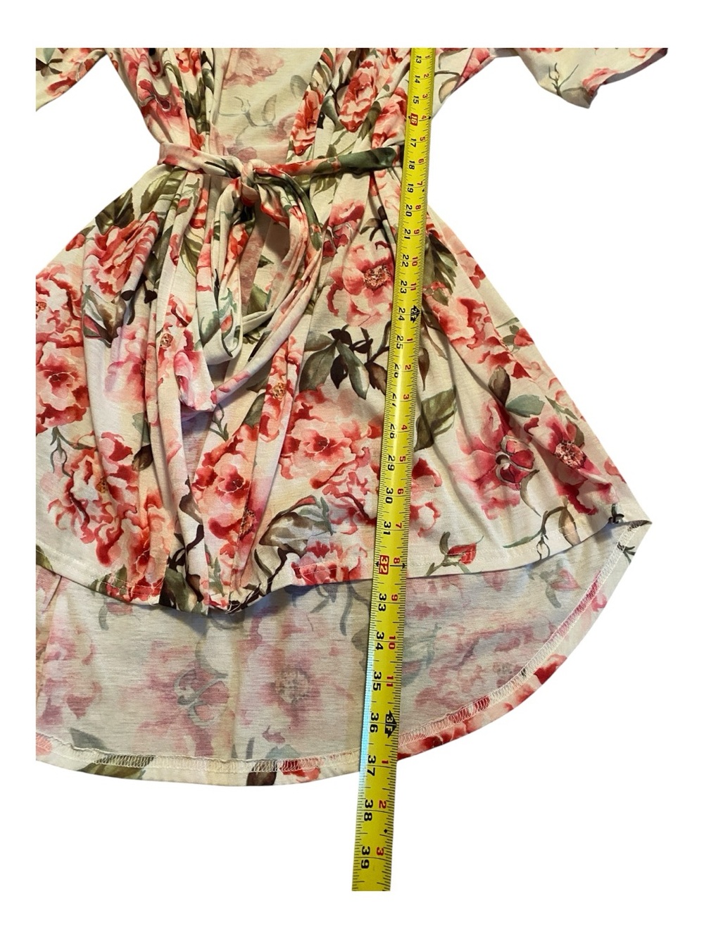 Show Me Your MuMu Cream Multi-Color Floral Short Sleeve Tie-Waist Robe, One Size - Picture 6 of 7